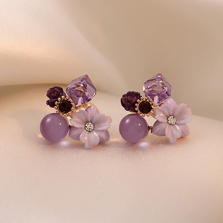 Purple Flowers - Earrings